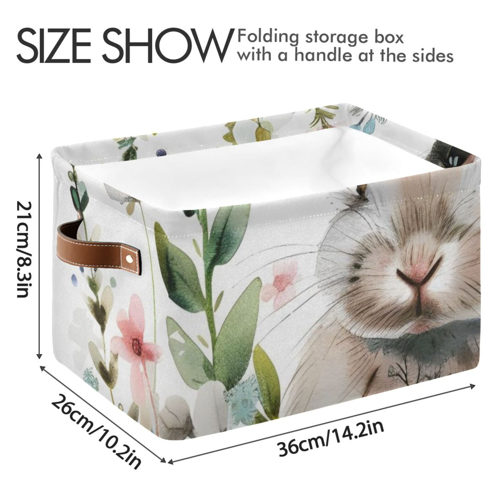 Bunny in Floral Flowers Rabbit Storage Bins Baskets With Handles Storage Box Clothes Organizer Organization Toys