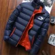 thumbnail image 4 of 2024 nuevo Otoño Invierno simplicidad moda Casual calidez gruesa impermeable a prueba de viento marca signo estampado cremallera chaqueta abrigo, 4 of 5