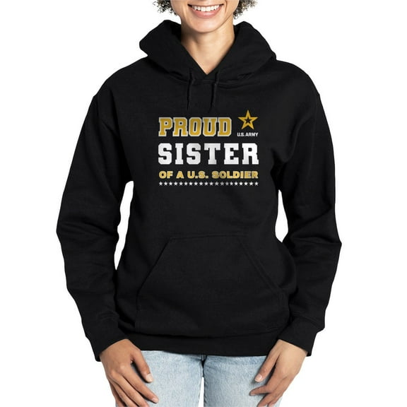 CafePress - Proud Sister Of A Soldier White And Gold Sweatshirt - Pullover Hoodie, Classic & Comfortable Hooded Sweatshirt