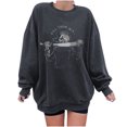thumbnail image 1 of Sudadera extragrande de lana de manga larga con cuello redondo y estampado de calavera para mujer Fridja  hkj436, 1 of 7