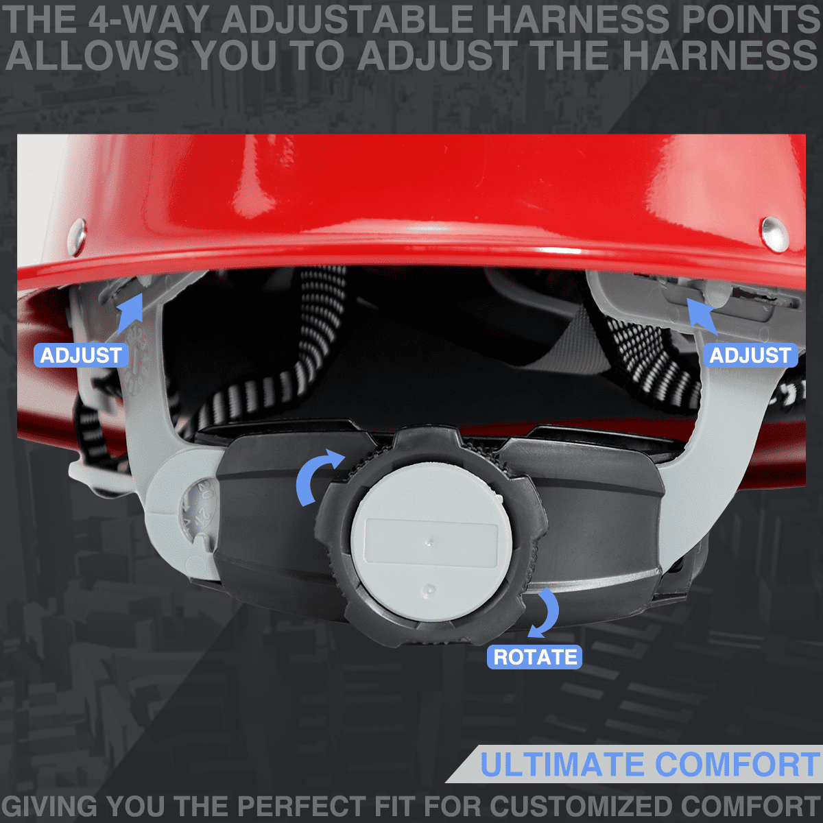 Aluminum Safety Hard Hats Helmet with Ratchet Suspensions Silver Safety Cap One Size Helmet Fits Most(Red)