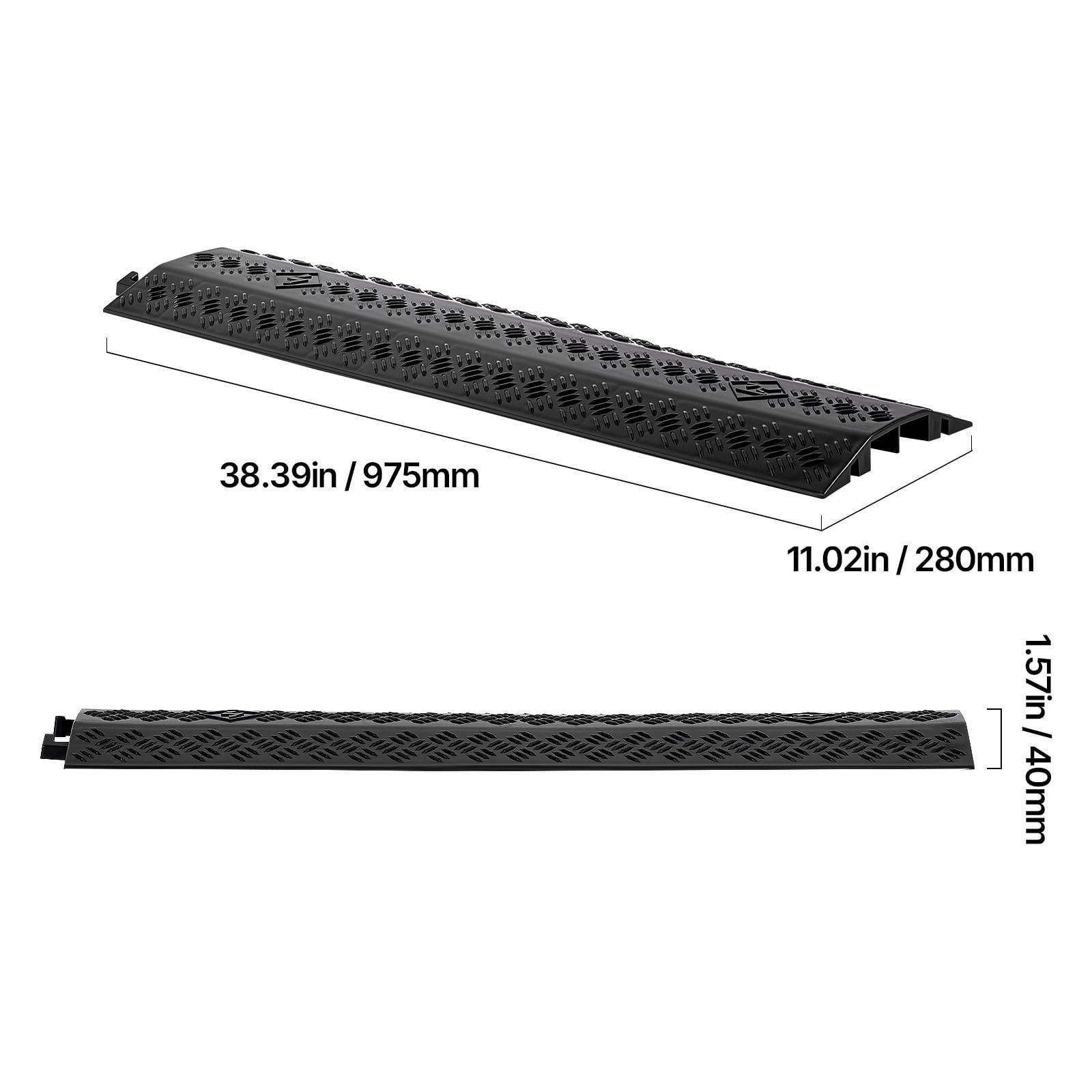 2 Pack Drop Over Cable Cover, 17,500 lbs/Axle Load Capacity, Heavy Duty Cable Hose Protector Ramp, Floor Cord Cover, for High Walking Traffic Areas, Indoor, Outdoor, Home, Office, Warehouse