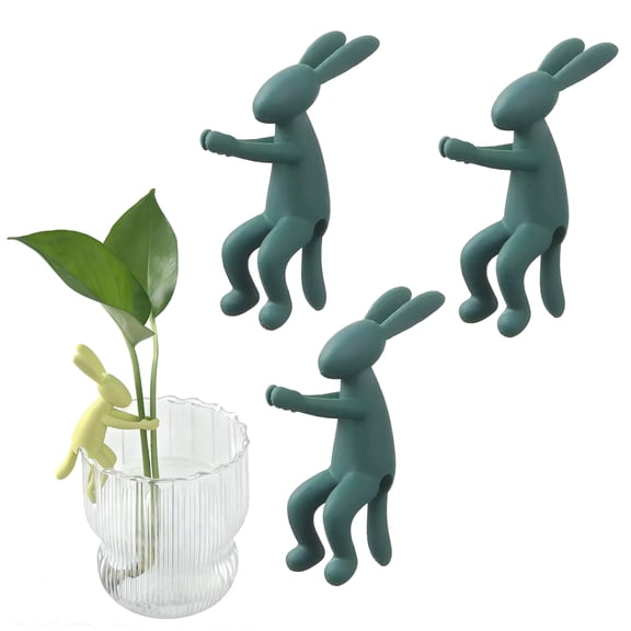 3 Pack Plant Propagation Friends, Bunny Shape Hydroponic Plant Stem Support, Leaf Buddy Plant Support for Stems, Shoots and Cuttings, Army Green