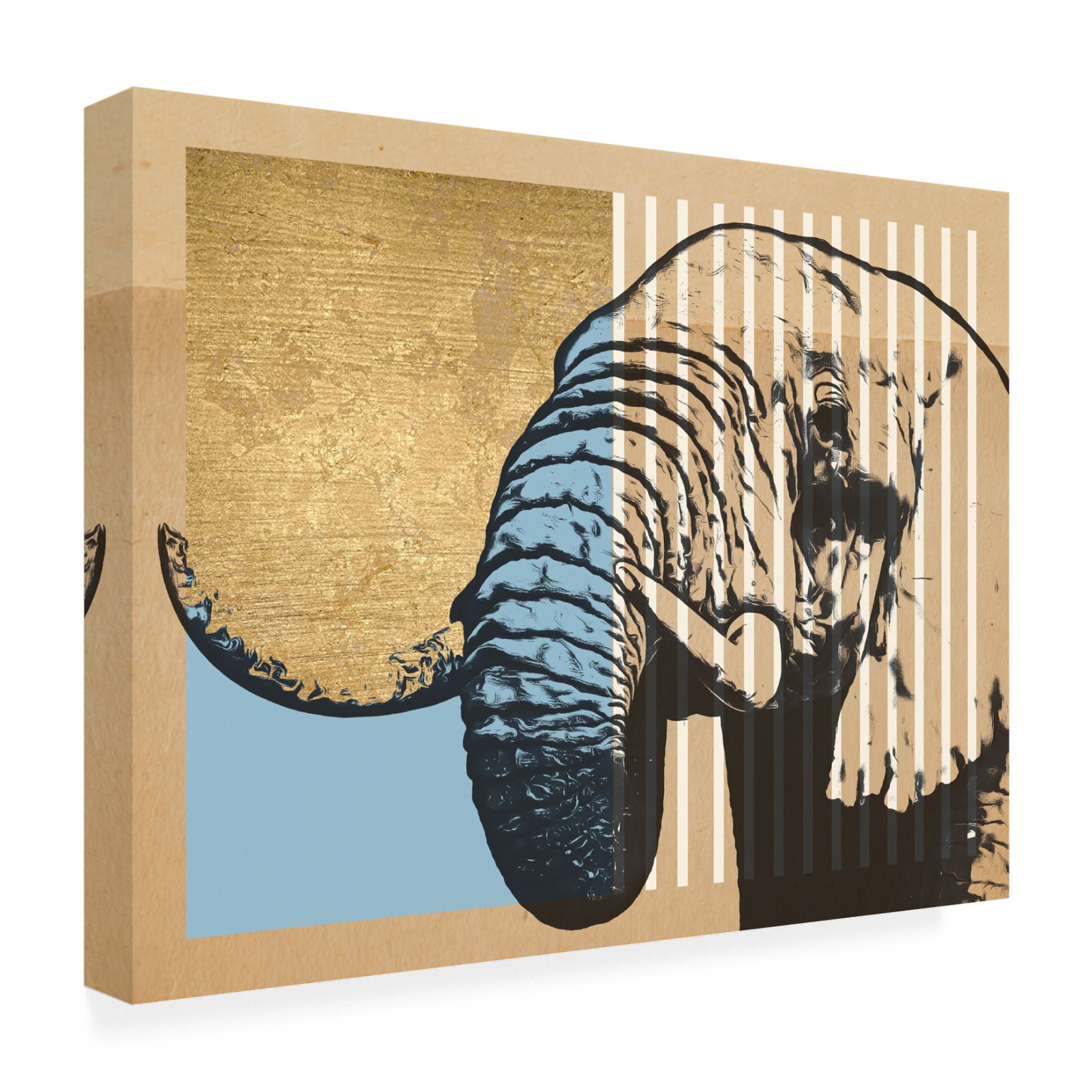 Trademark Fine Art Alonzo Saunders  Gold Geometric Elephant II Canvas Wall Art
