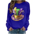 thumbnail image 2 of ClodeEU Women Holiday Mardi Gras Sweatshirts,Casual Fashion Long Sleeve Sequin Sweatshirt A-Blue,Womens Plus XL, 2 of 6