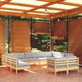 thumbnail image 1 of vidaXL 11 Piece Garden Lounge Set with Grey Cushions Solid Pinewood, 1 of 3