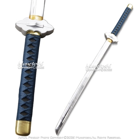 Munetoshi Fantasy Anime Samurai Katana w/ Scabbard Foam Toy Sword Chrome Blade Blue Handle
