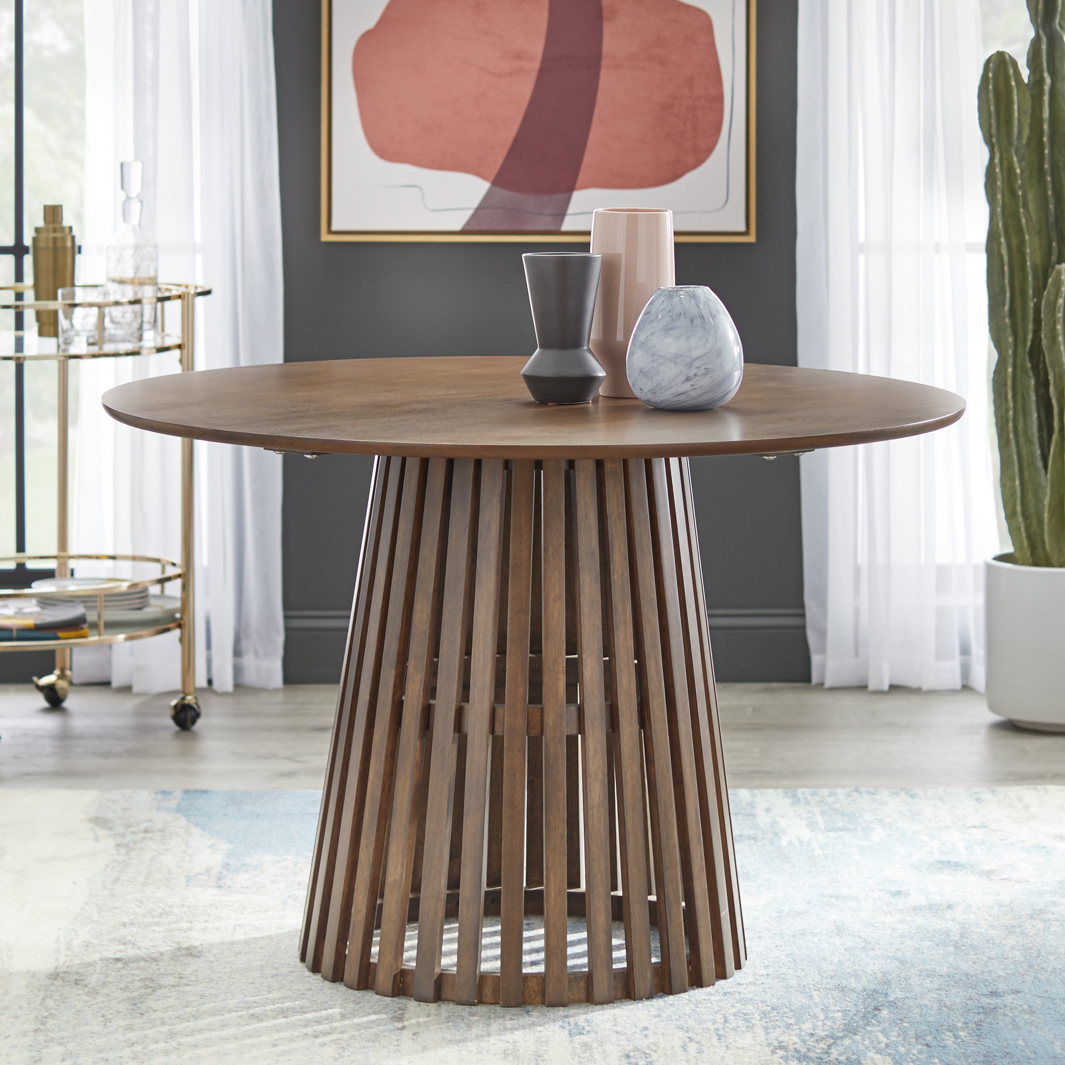 TMS Pavia Rubberwood Dining Table, Walnut