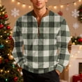 thumbnail image 5 of Wutalume Men's Christmas Zip Up Sweatshirt with Plaid Print and Stand Collar, Vintage Style Pullover Tops, Loose Fit Long Sleeve for Casual and Sports Wear,Mint Green S, 5 of 7