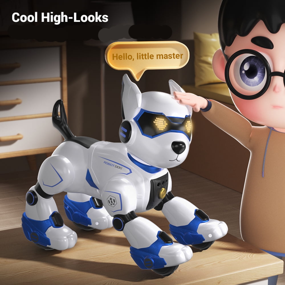 XITZ Remote Control Robot Dog Toy for Kids,RC Electronic Funny Intelligent Stunt Dogs,Voice Command Programmable Touch-sense Music Song,for Boys Girls Gift
