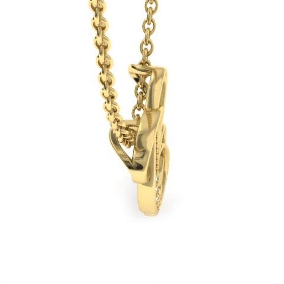 SuperJeweler C Initial Necklace In Yellow Gold With 5 Diamonds, Serif Style, With Free 18 Inch Cable Chain, For Women