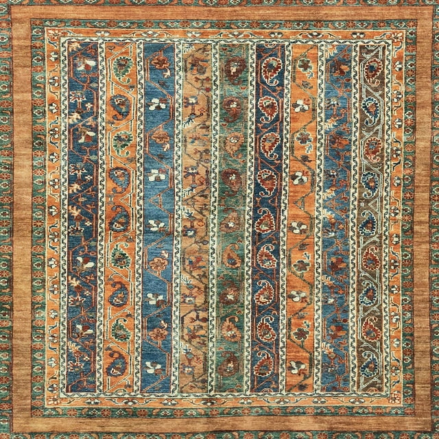 Ahgly Company Tapis d'Intérieur Lavables à la Machine, Carrés Abstraits Marron Chameau, 4' Carré