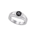 thumbnail image 1 of FB Jewels Sterling Silver Mens Round Black Color Enhanced Diamond Solitaire Ring 1/2 Cttw, 1 of 1