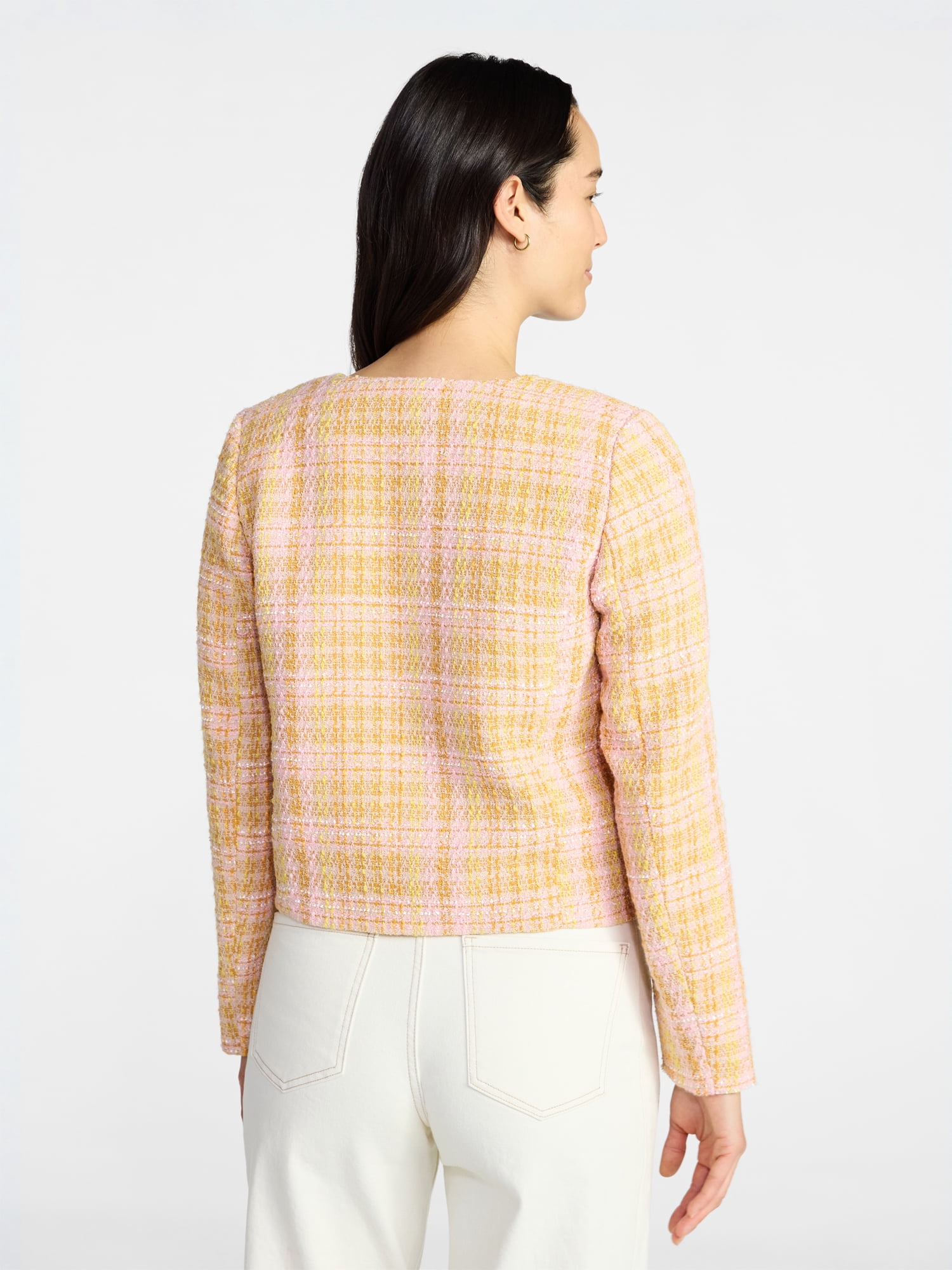 Time and Tru Women's Tweed Ladylike Blazer Jacket, Sizes XS-XXXL