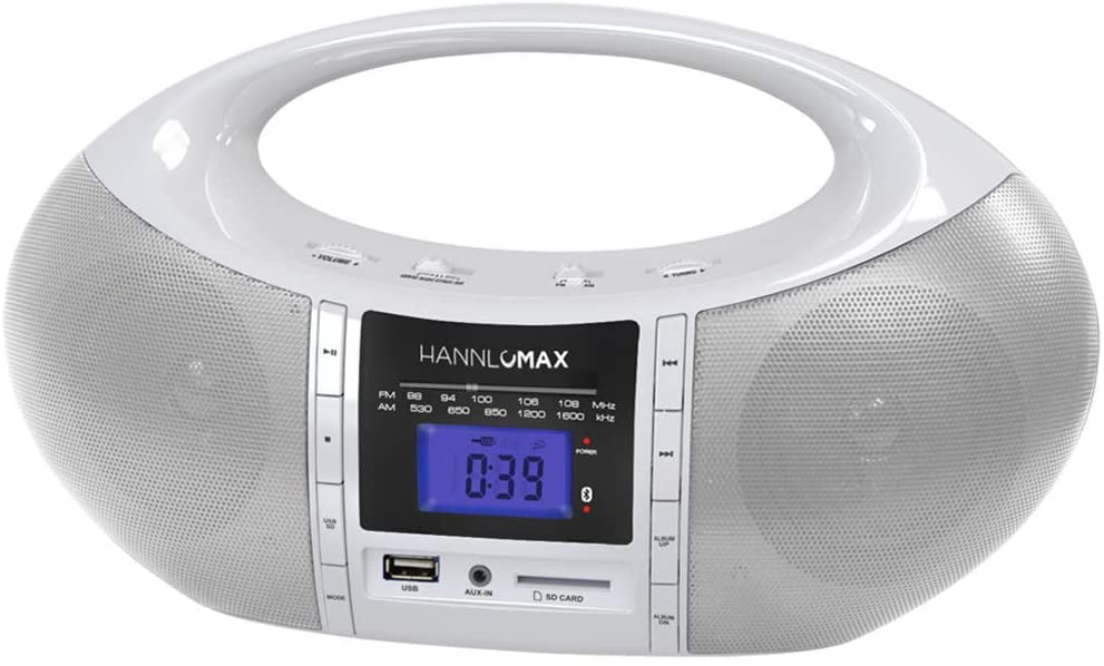 Bluetooth Red PLL FM Radio HANNLOMAX HX-305CD Portable CD Player LCD Display Aux-in 