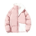 thumbnail image 4 of Women's Fleece Lined Cotton Jacket, Thickened Warm Solid Color Padded Coat, Soft Plush Inner Layer Winter Outerwear, Casual Zip Up Jacket for Women, Comfortable Daily Wear Fall and Winter Coat Pink, 4 of 9