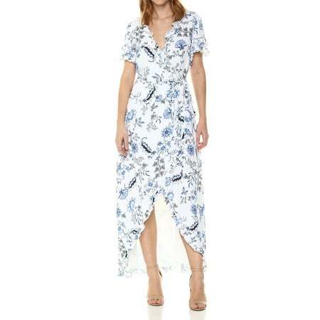 Guess Dresses - Guess Womens Small Ruffle Floral-Print Wrap Dress ...