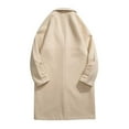 thumbnail image 5 of Herrnalise Men Winter Casual Solid Turndown Keep Warm Single-breasted Windbreaker Coat Khaki, 5 of 6
