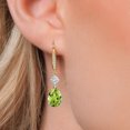 thumbnail image 3 of Gem Stone King 925 Silver and 10K Yellow Gold Green Peridot and White Moissanite and Lab Grown Diamond Dangle Earrings for Women | 4.22 Cttw | Gemstone August Birthstone | Pear Shape 10X7MM, 3 of 6