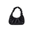 thumbnail image 1 of Bolsa con asa plisada, de mano de piel sintética para mujer, portátil de color sólido (negro) Likrtyny Para Estrenar, 1 of 9