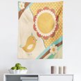 thumbnail image 1 of Cartoon Tapestry, Little Bird with a Giant Flower on a Dotted Background Retro Inspired Print, Fabric Wall Hanging Decor for Bedroom Living Room Dorm, 5 Sizes, Multicolor, by Ambesonne, 1 of 1