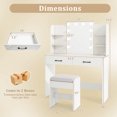 thumbnail image 7 of Vanity Desk Set with Mirror and Lights, Makeup Vanity Table with 2 Large Drawers& Charging Station, Modern Vanity Dressing Table with Stool for Bedroom, White, 7 of 7