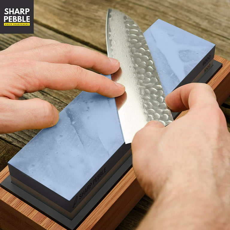 Knife Sharpening Stone Set, Premium 4 Side Grit 400/1000 3000/8000  Whetstone Sharpener Kit with Cut Resistant Gloves,Bamboo Base,Flattening