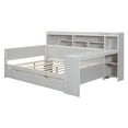 thumbnail image 5 of Harper & Bright Designs Full Size Daybed with Storage Shelves, Wood Full Bed Frame with 2 Storage Drawers and Study Desk, Antique White, 5 of 18
