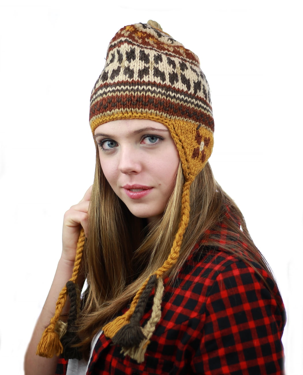 100% Wool Hand-Knitted Nepal Ski Ear Muffler Ear Warmer Ear Muffs Headband 