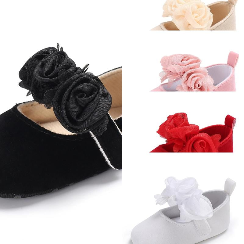 Wdgfv Baby Girls Mary Jane Flats Floral Princess Dress Shoes Non- for Toddler First Walkers 9-12 Months