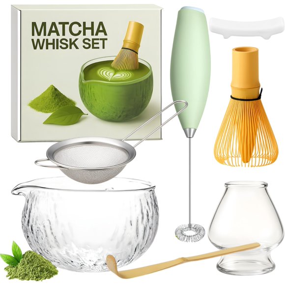 Set de batidor para matcha Matchiva de 7 piezas con espumador eléctrico
