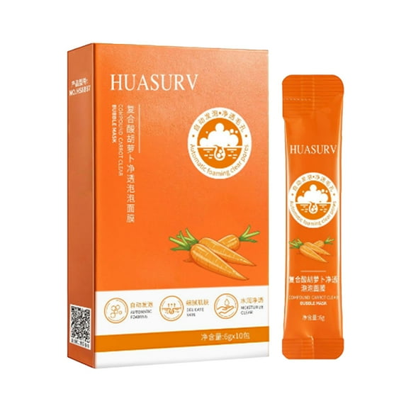 FSTDelivery 12 Sheet Complexacid Carrot Clear Bubble Facial Mask,Foam Facial Mask Cleansing Shrink Pores Gentle Exfoliation Remove Blackheads for Daily Hydrating Facial Care & Skin Recovery Cream