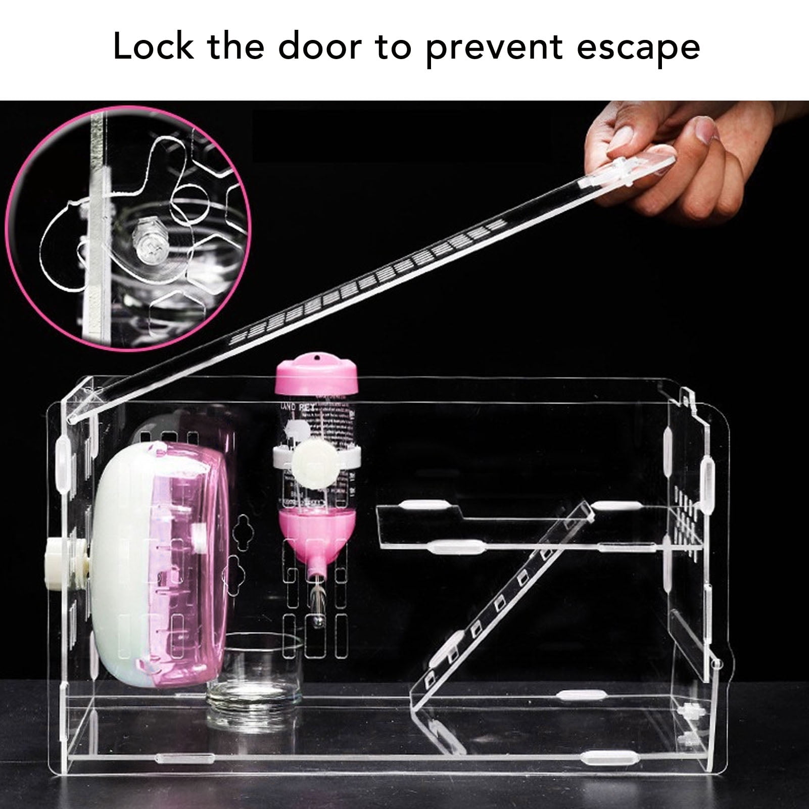 Riousery Small Hamster House Acrylic Transparent Cage with Silent Running Wheel Space Saving Portable Multifunctional Habitat for Small Pets (12.6 inches / 32 cm)