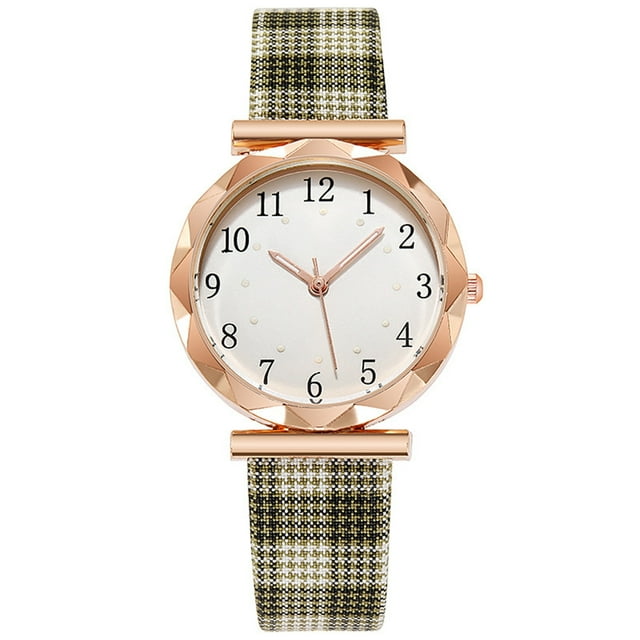 Reloj de cuarzo para mujer, relojes para mujer, reloj luminoso de moda para mujer, reloj de cuarzo con correa a cuadros, reloj de cuarzo