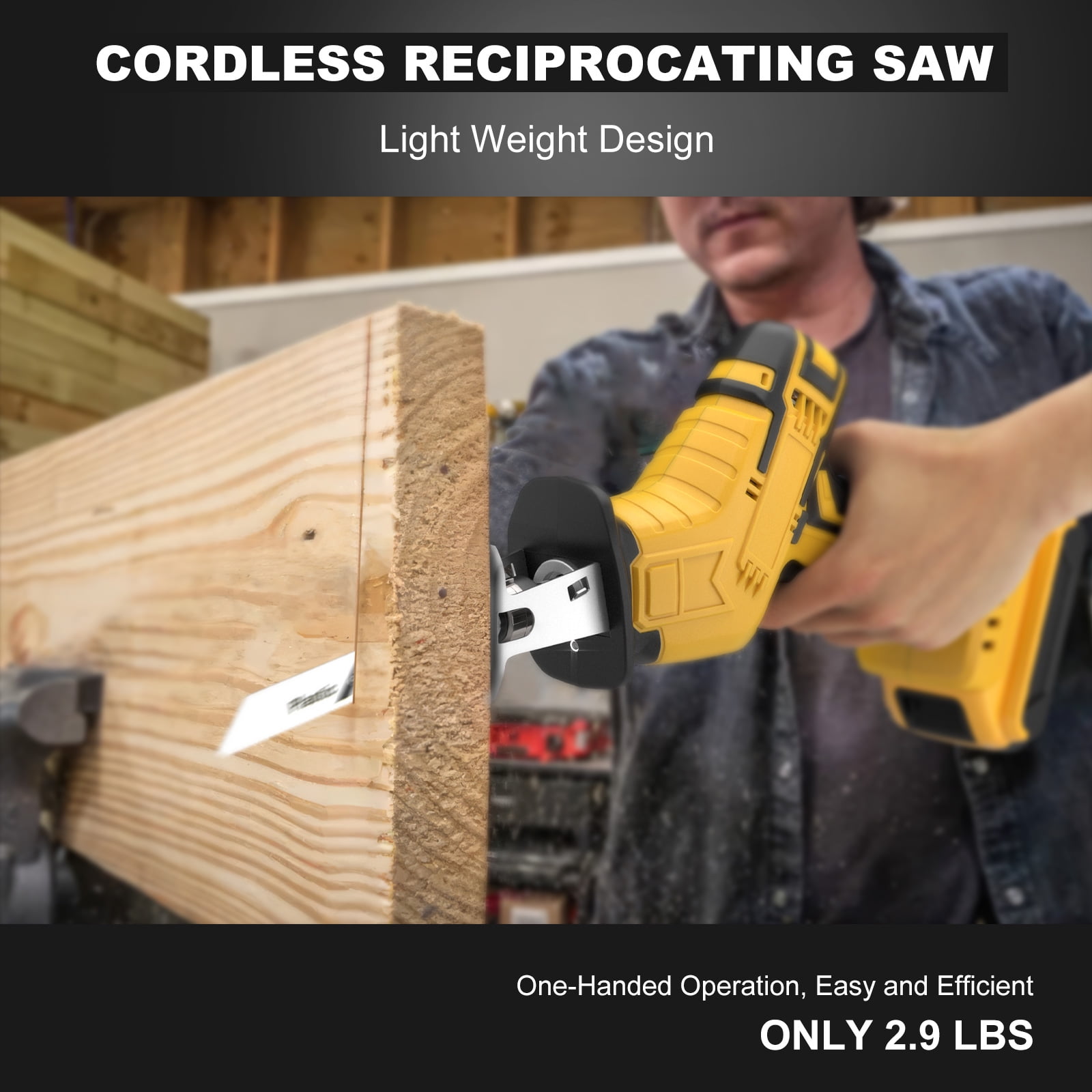 Cordless Reciprocating Saw for Dewalt 20V Battery, 150W Power Brush Reciprocating Saws, 0-3500 SPM Variable Speed, 4 Saw Blades Kit Cutting Tool for Wood Metal PVC (Not Included Battery )