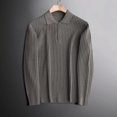 thumbnail image 3 of Camisa polo de punto con solapa, suéter cálido para hombre, otoño e invierno, ligera, para negocios, con media cremallera, a la moda, 3 of 6