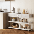 thumbnail image 4 of Satifur 47" Entryway Table with 3 Fabric Drawers, Console Table Metal Frame Sofa Table with 2 Shelves for Living Room and Hallway, White, 4 of 7