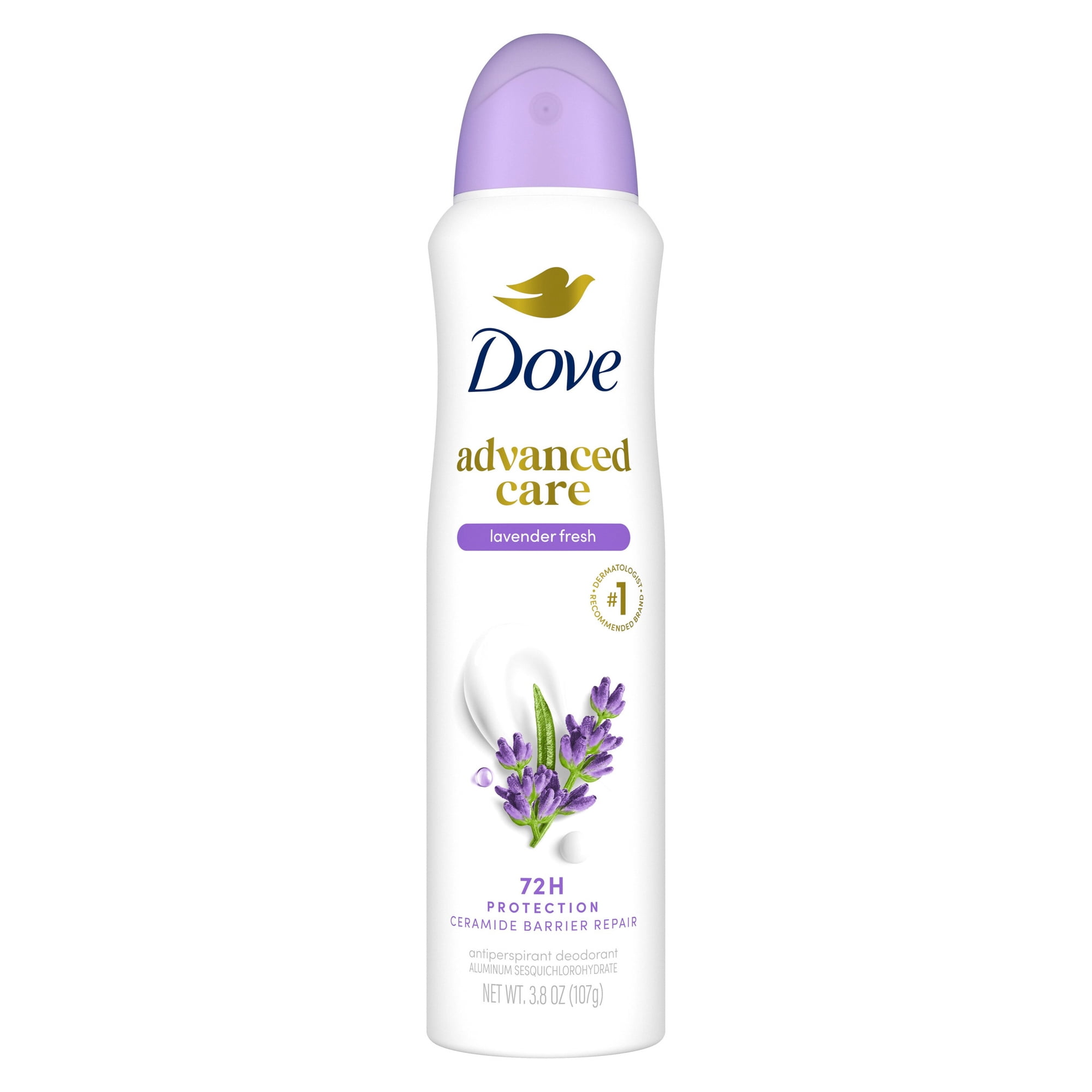 Dove Advanced Care Antiperspirant Deodorant Spray for After Shave Care For Underarms Lavender Fresh 72-hour Antiperspirant Deodorant For Soft Underarms Boosted With Ceramides, 3.8 oz