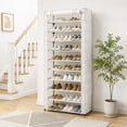 thumbnail image 6 of Mainstays 10 Shelf Organizer Shoe Rack with Cover to Hold 30 Pair Shoes, 31.5 in W x 13.46 in D x 69.09 in H, White, 6 of 13