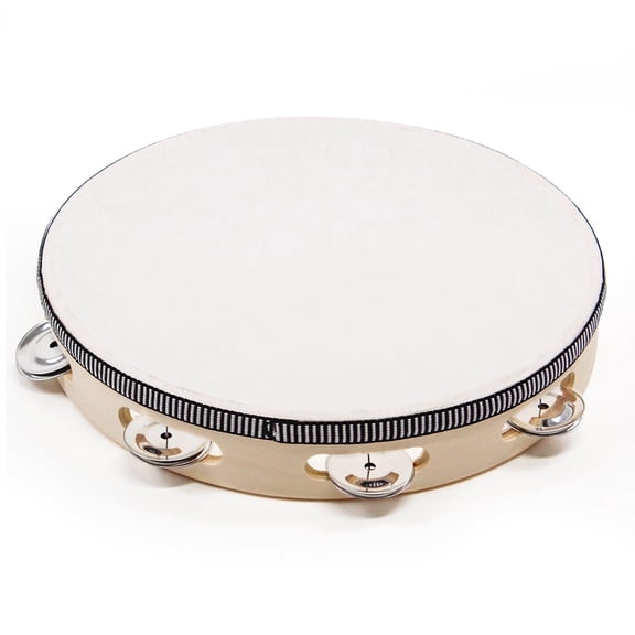 Tambourine for Adult with Birch Frame and Metal Jingles, Musical Gift for Church, and Party, 10 inch