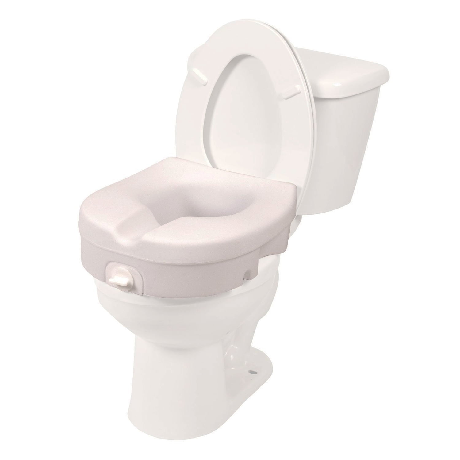 PCP Molded Toilet Seat Riser With Tightening Lock, White, 5 inch rise