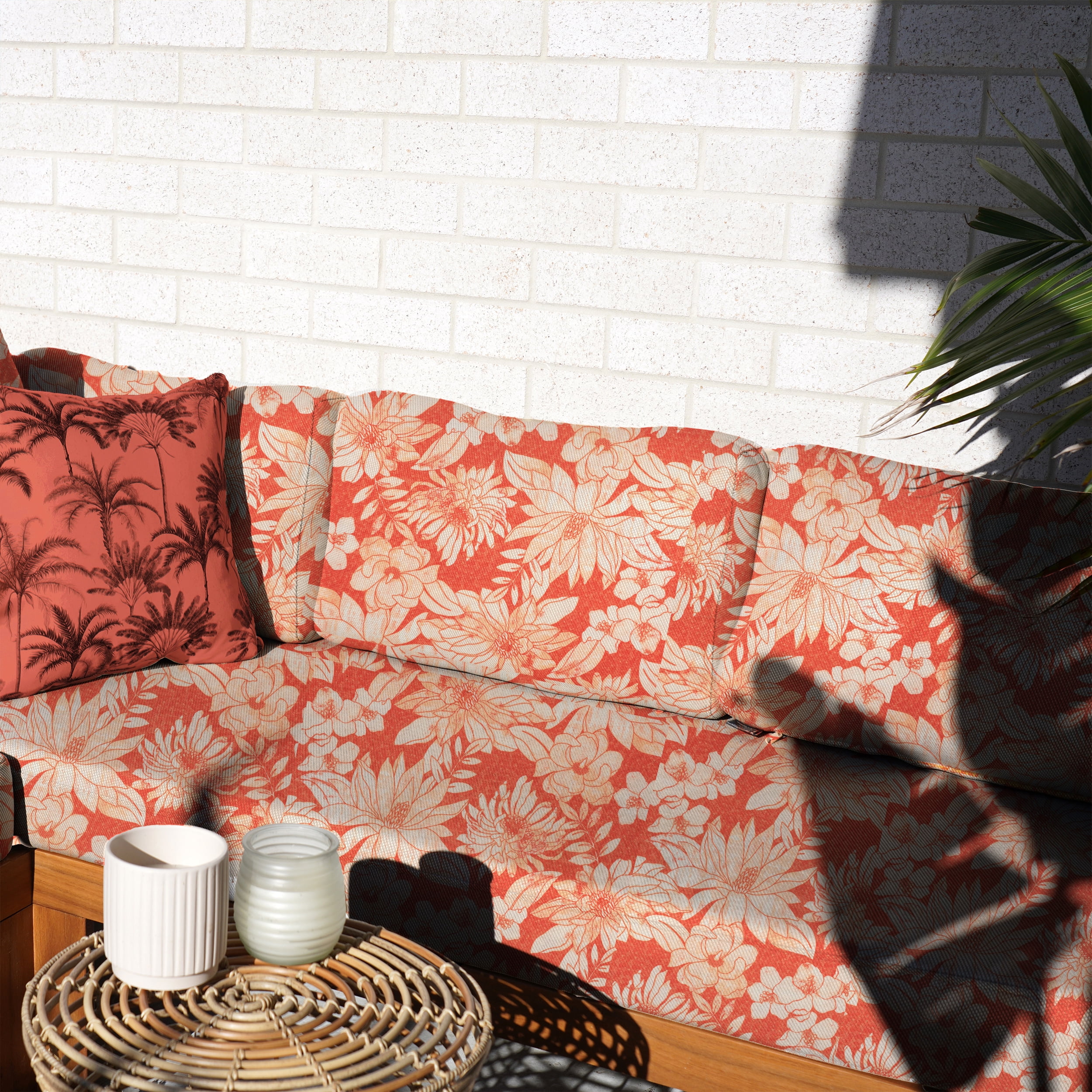 Waverly Inspirations, Home Decor, 100% Polyester, Water/Stain Resistant, Indoor/Outdoor Fabric - Print Width 54 Inch, Tea Garden, Coral, 2 Yard