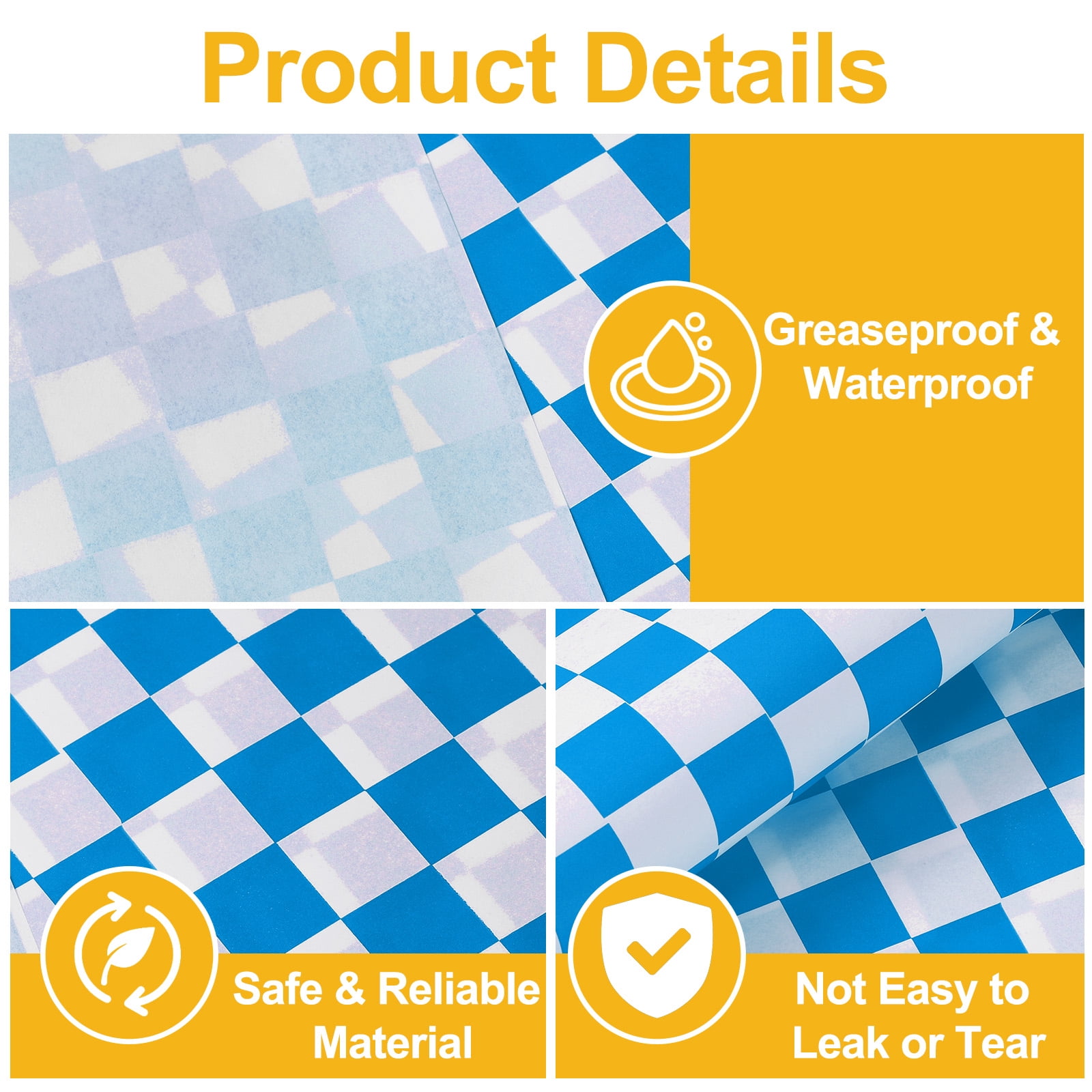 Unique Bargains Wax Paper Sheets for Food Wrapping Sandwich Baking Paper Blue