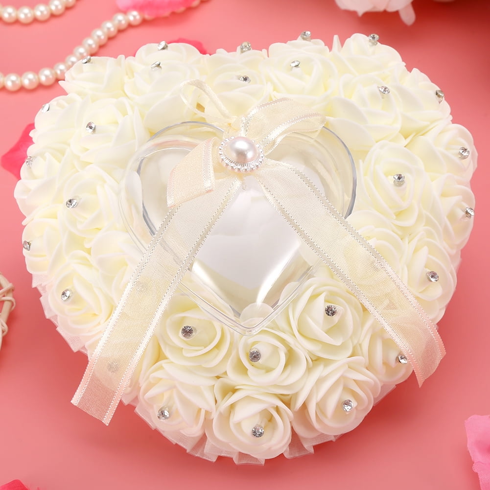 Ring Bearer Pillow Lightweight Wedding Ring Pillow Ring Bearer Cushion Heart shaped Romantic For Wedding Supplies Gift Wedding Party Ceremony