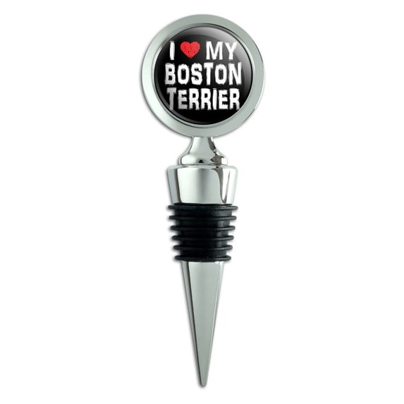 I Love My Boston Terrier Stylish Wine Bottle Stopper