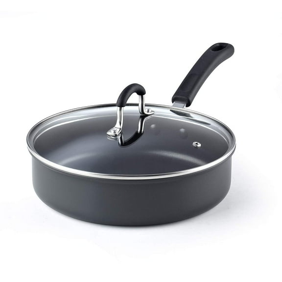 Cook N Home Professional Hard Anodized Nonstick 3 Quart 9.5 inch Saute Pan With Lid， Stay-Cool Handles , Black