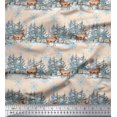 thumbnail image 1 of Soimoi White Cotton Voile Fabric Reindeer & Snowflakes Tree Decor Fabric Printed Yard 42 Inch Wide, 1 of 5