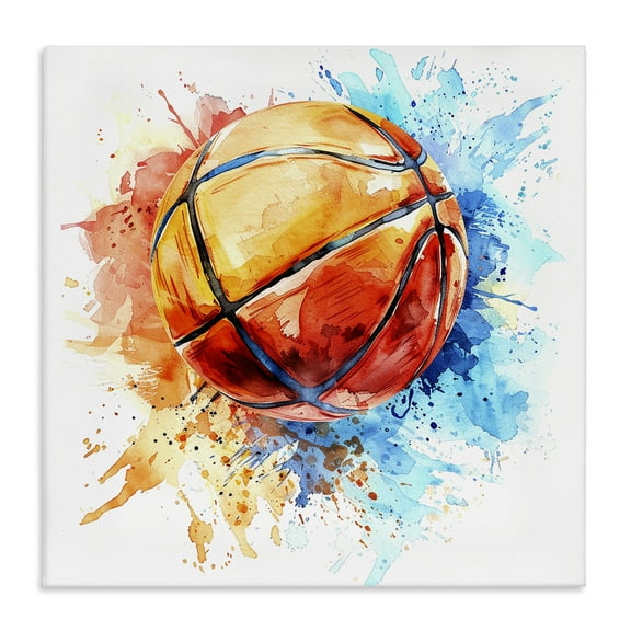 Stupell Industries Basketball Chromatic Splash Sports Painting Wrapped Canvas Art Print Wall Art, 17 x 17