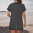 thumbnail image 4 of QGJZVUNL Womens Summer Outfits Striped Short Sleeve T Shirt Shorts 2 Piece Lounge Sets Size XL, 4 of 7