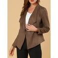 thumbnail image 5 of Unique Bargains Women's Faux Suede Jacket Open Front Lapel Draped Cardigan Blazers XS Light Brown, 5 of 7